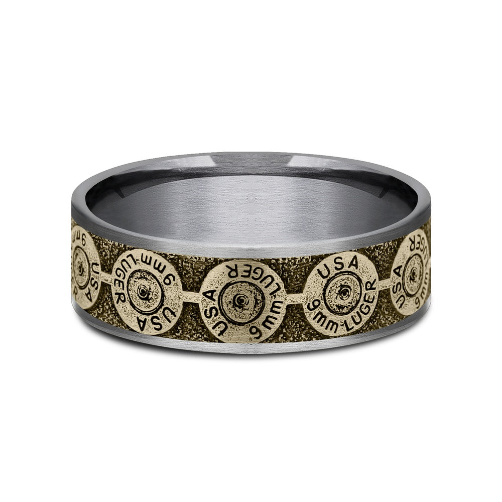 The 9Mm Men's Wedding Band in Grey Tantalum and 14K Yellow Gold - 7.5mm Width by Brook and Branch