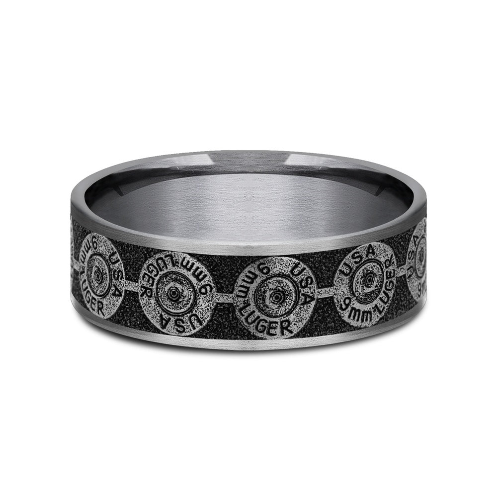 The 9Mm Men's Wedding Band in Grey Tantalum and Grey/Black Titanium - 7.5mm Width by Brook and Branch