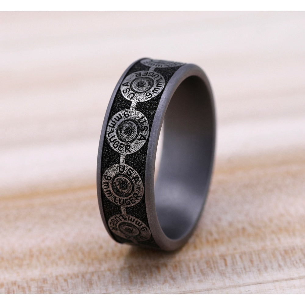 The 9Mm Men's Wedding Band in Grey Tantalum and Grey/Black Titanium - 7.5mm Width by Brook and Branch
