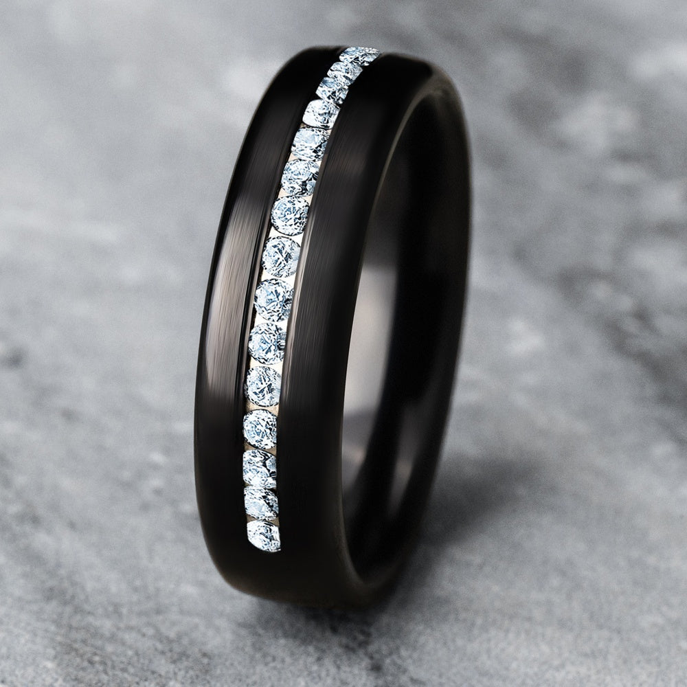 The Abe Men's Wedding Band in Black Titanium - 6.5mm Width by Forge