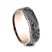 The Acid Etch Men's Wedding Band in 14K Rose Gold and Grey Tantalum - 7.5mm Width by Ammara Stone