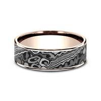 The Acid Etch Men's Wedding Band in 14K Rose Gold and Grey Tantalum - 7.5mm Width by Ammara Stone