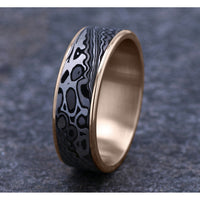 The Acid Etch Men's Wedding Band in 14K Rose Gold and Grey Tantalum - 7.5mm Width by Ammara Stone