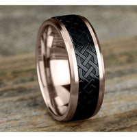 The Adare Men's Wedding Band in 14K Rose Gold and Black Titanium - 8mm Width by Ammara Stone