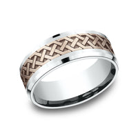The Adare Men's Wedding Band in 14K White and Rose Gold - 8mm Width by Benchmark