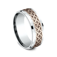 The Adare Men's Wedding Band in 14K White and Rose Gold - 8mm Width by Benchmark