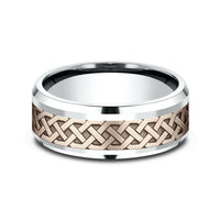 The Adare Men's Wedding Band in 14K White and Rose Gold - 8mm Width by Benchmark