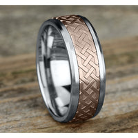 The Adare Men's Wedding Band in 14K White and Rose Gold - 8mm Width by Benchmark