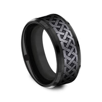 The Adare Men's Wedding Band in Black Titanium - 9mm Width by Forge