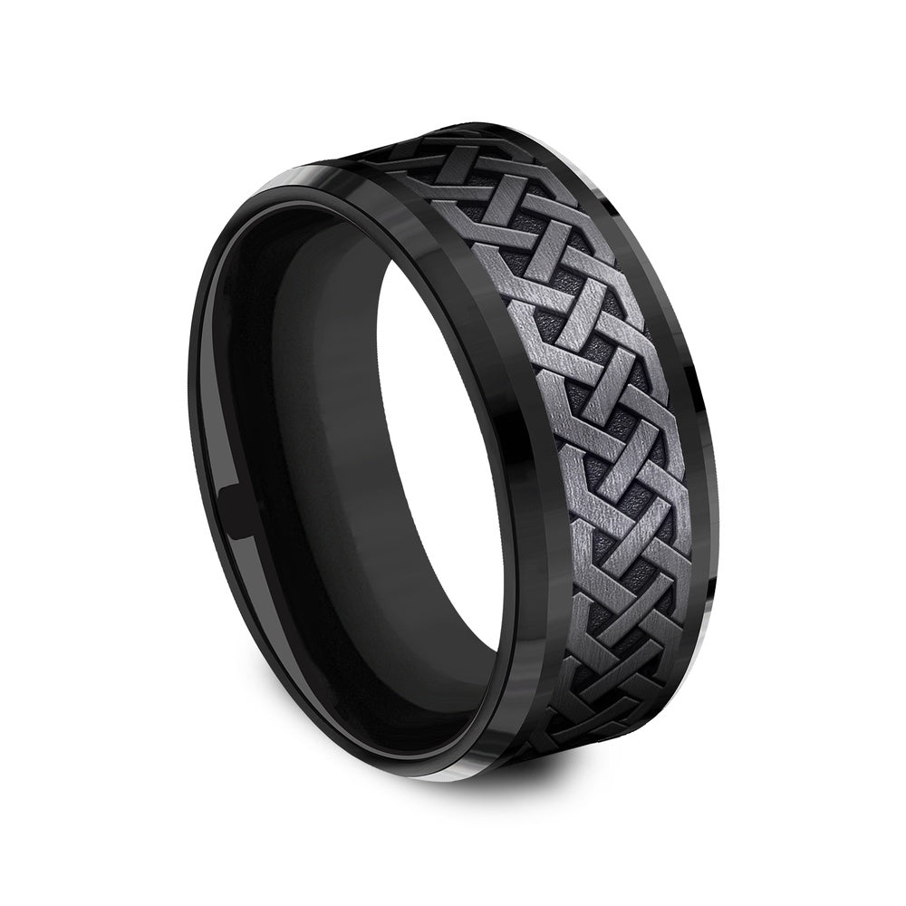 The Adare Men's Wedding Band in Black Titanium - 9mm Width by Forge