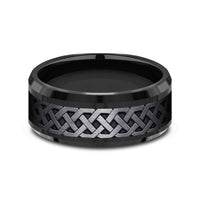 The Adare Men's Wedding Band in Black Titanium - 9mm Width by Forge