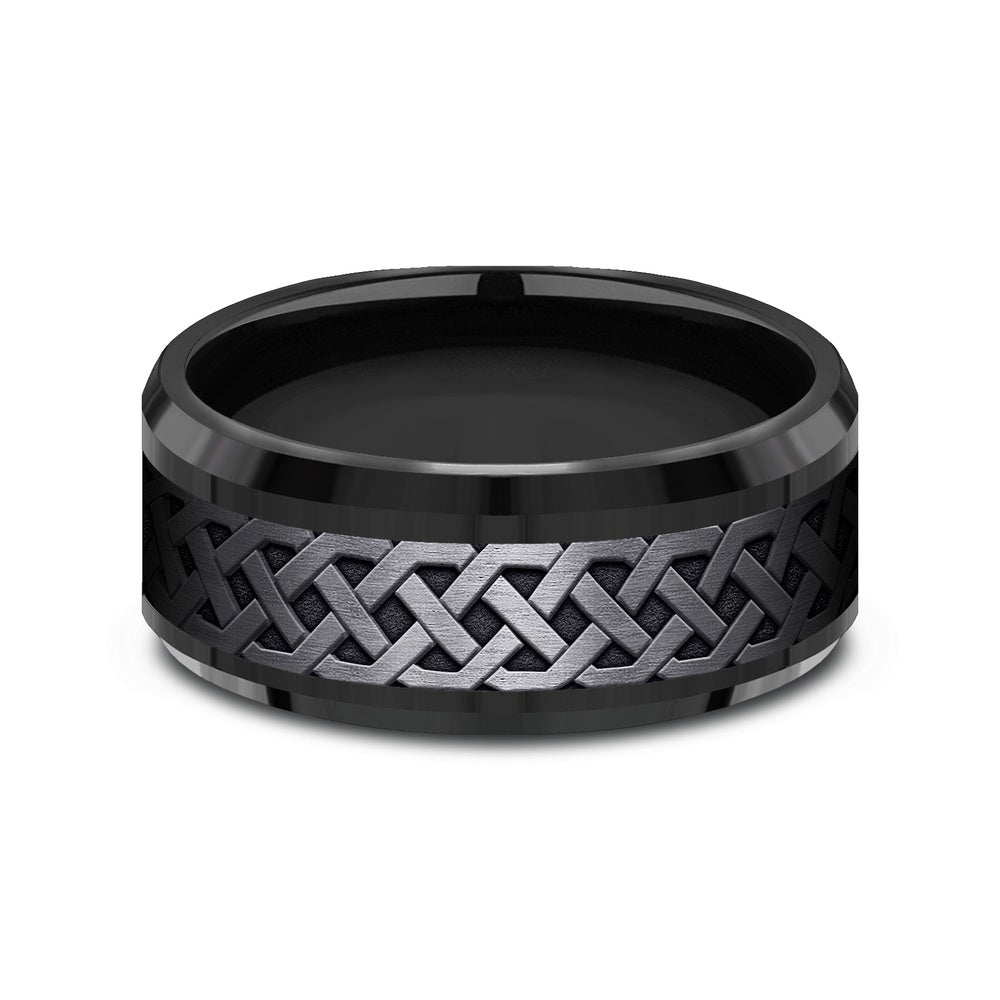 The Adare Men's Wedding Band in Black Titanium - 9mm Width by Forge
