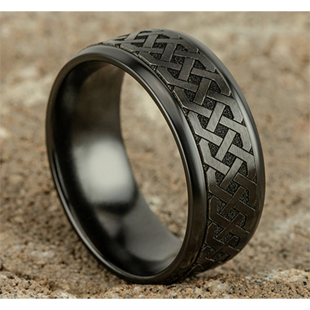 The Adare Men's Wedding Band in Black Titanium - 9mm Width by Forge