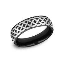 The Adare Men's Wedding Band in Grey/Black Titanium - 6.5mm Width by Forge