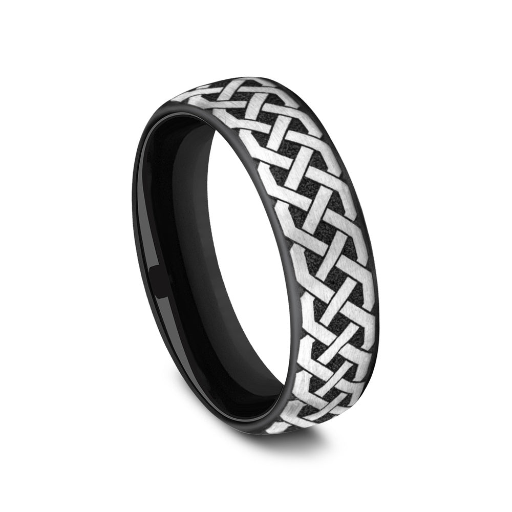The Adare Men's Wedding Band in Grey/Black Titanium - 6.5mm Width by Forge