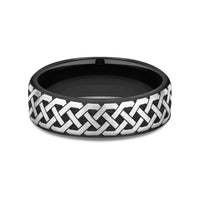 The Adare Men's Wedding Band in Grey/Black Titanium - 6.5mm Width by Forge