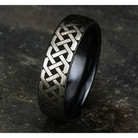 The Adare Men's Wedding Band in Grey/Black Titanium - 6.5mm Width by Forge