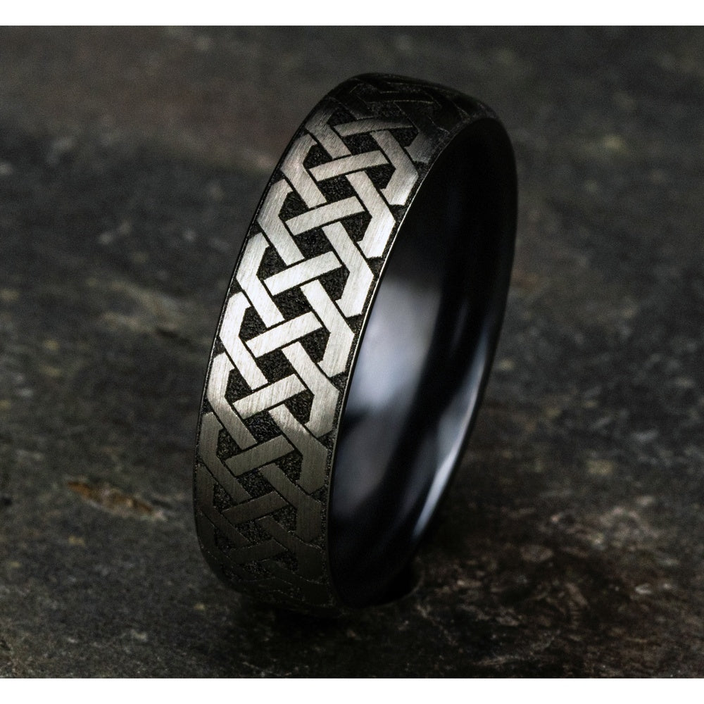 The Adare Men's Wedding Band in Grey/Black Titanium - 6.5mm Width by Forge