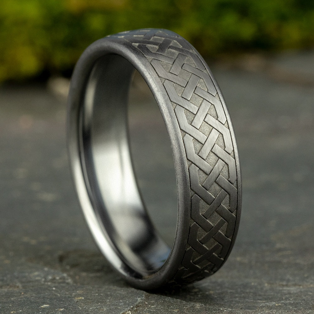 The Adare Men's Wedding Band in Grey Tantalum - 6.5mm Width by Tantalum