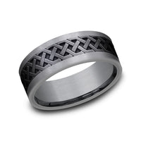The Adare Men's Wedding Band in Grey Tantalum and Black Titanium - 8mm Width by Tantalum