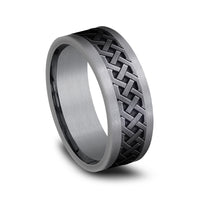 The Adare Men's Wedding Band in Grey Tantalum and Black Titanium - 8mm Width by Tantalum