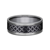 The Adare Men's Wedding Band in Grey Tantalum and Black Titanium - 8mm Width by Tantalum