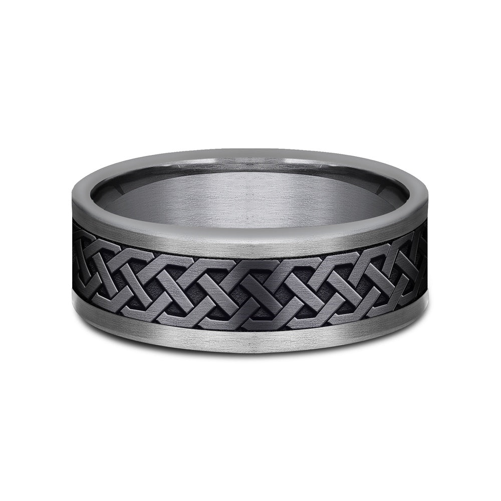 The Adare Men's Wedding Band in Grey Tantalum and Black Titanium - 8mm Width by Tantalum