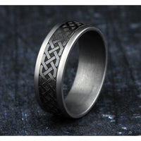 The Adare Men's Wedding Band in Grey Tantalum and Black Titanium - 8mm Width by Tantalum