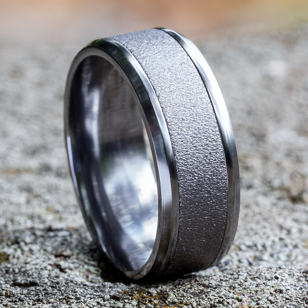 The Admiral Men's Wedding Band in Grey Tantalum - 8mm Width by Tantalum
