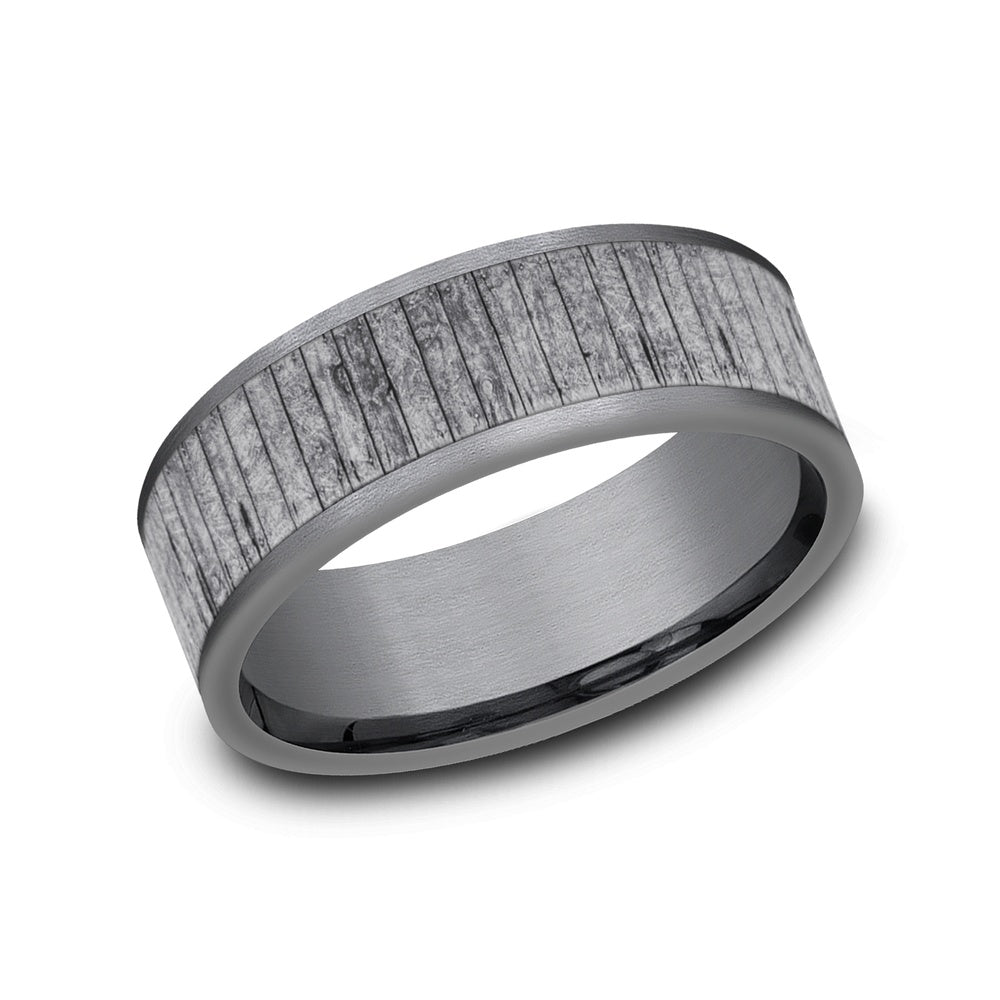 The Alder Men's Wedding Band in Grey Tantalum - 8mm Width by Tantalum