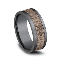 The Alder Men's Wedding Band in Grey Tantalum and 14K Rose Gold - 8mm Width by Ammara Stone