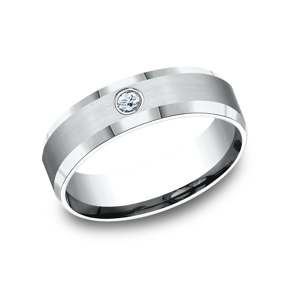 The Alexander Men's Wedding Band in 14K White Gold - 6mm Width by Benchmark