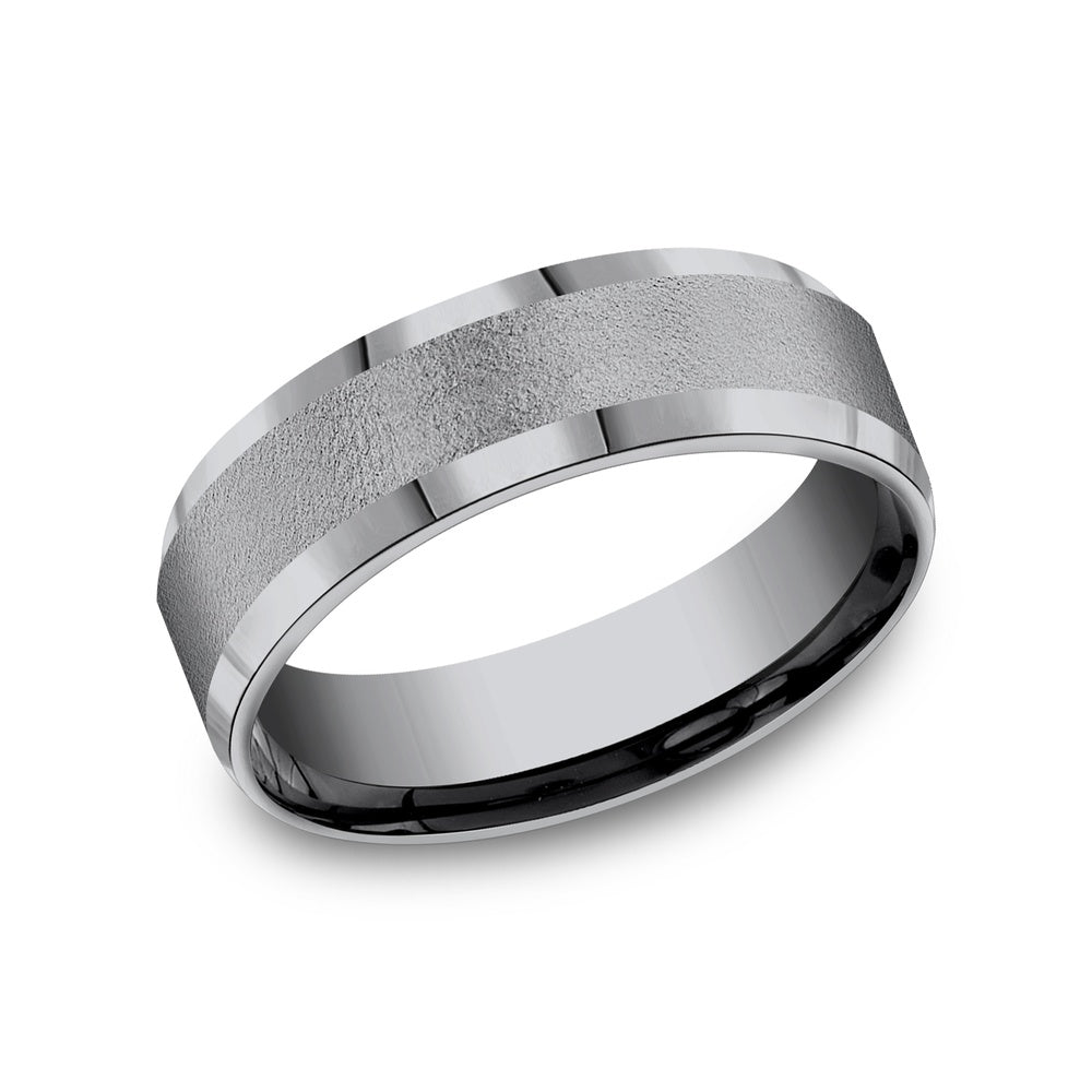 The Alpha Men's Wedding Band in Grey Tantalum - 7mm Width by Tantalum