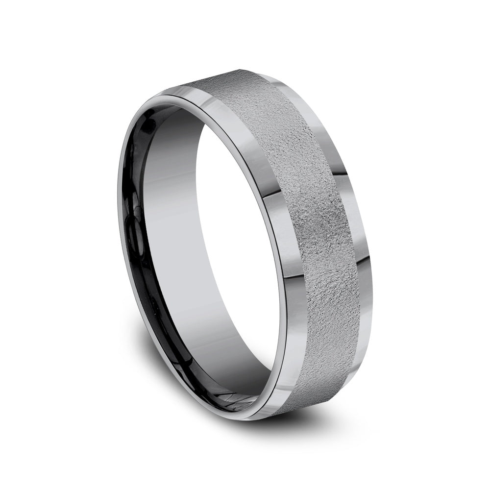 The Alpha Men's Wedding Band in Grey Tantalum - 7mm Width by Tantalum