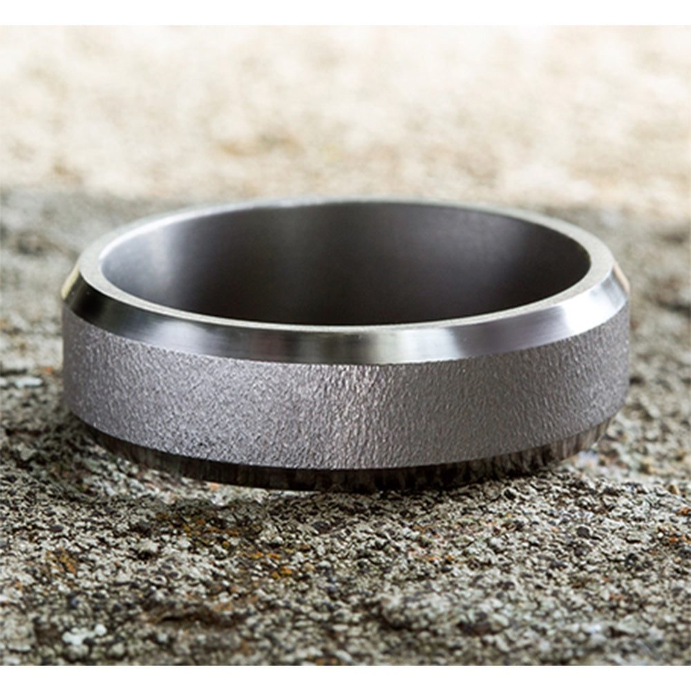 The Alpha Men's Wedding Band in Grey Tantalum - 7mm Width by Tantalum