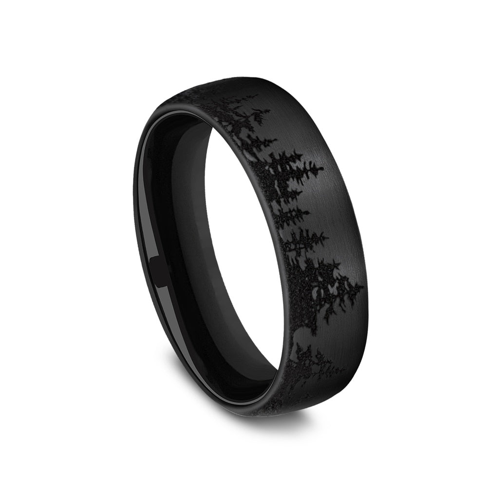 The Alpine Men's Wedding Band in Black Titanium - 6.5mm Width by Forge