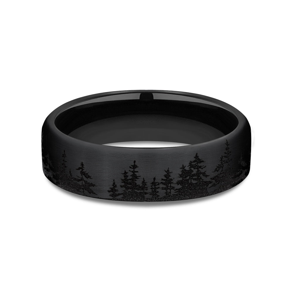 The Alpine Men's Wedding Band in Black Titanium - 6.5mm Width by Forge