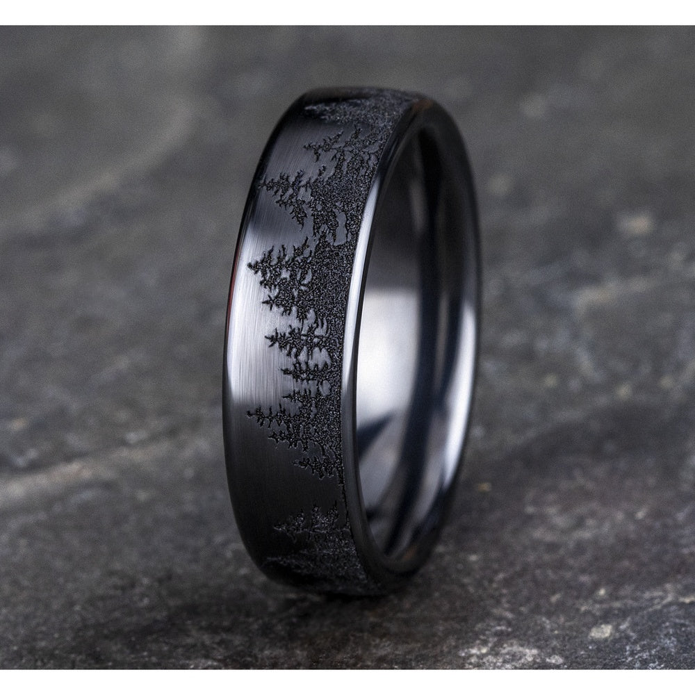 The Alpine Men's Wedding Band in Black Titanium - 6.5mm Width by Forge