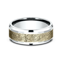 The Ambassador Men's Wedding Band in 14K White and Yellow Gold - 8mm Width by Benchmark
