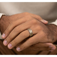 The Ambassador Men's Wedding Band in 14K White and Yellow Gold - 8mm Width by Benchmark