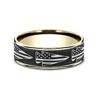 The American Men's Wedding Band in 14K Yellow Gold and Grey-Black Titanium - 7.5mm Width by Brook and Branch