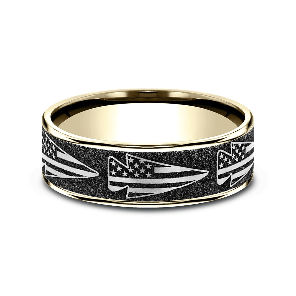 The American Men's Wedding Band in 14K Yellow Gold and Grey-Black Titanium - 7.5mm Width by Brook and Branch
