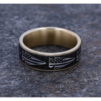 The American Men's Wedding Band in 14K Yellow Gold and Grey-Black Titanium - 7.5mm Width by Brook and Branch