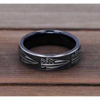 The American Men's Wedding Band in Grey-Black Titanium - 6.5mm Width by Brook and Branch