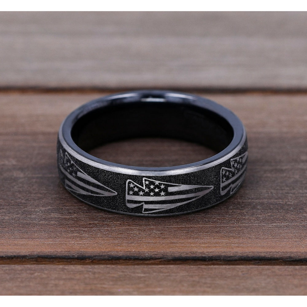 The American Men's Wedding Band in Grey-Black Titanium - 6.5mm Width by Brook and Branch