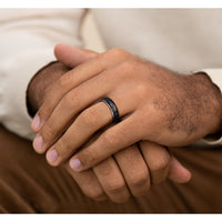 The American Men's Wedding Band in Grey-Black Titanium - 6.5mm Width by Brook and Branch