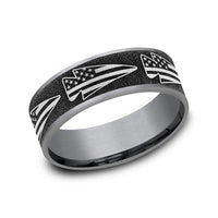 The American Men's Wedding Band in Grey Tantalum and Grey-Black Titanium - 7.5mm Width by Brook and Branch