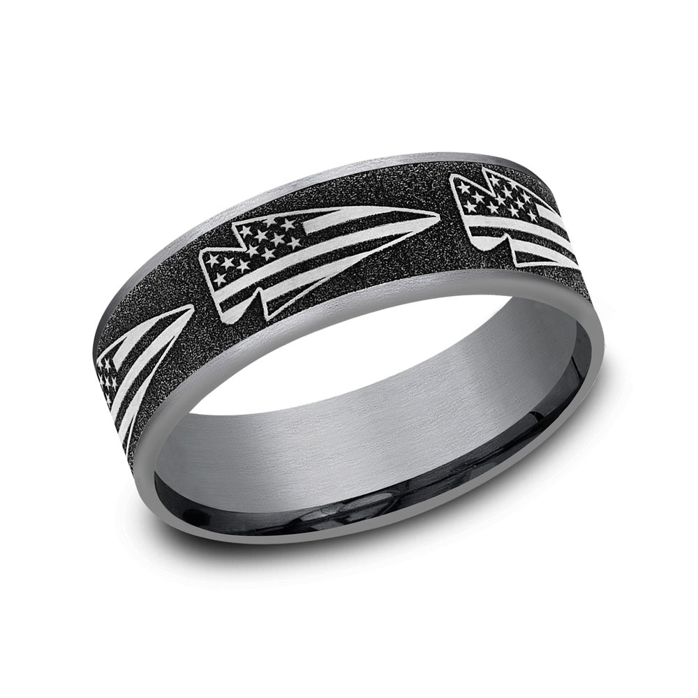 The American Men's Wedding Band in Grey Tantalum and Grey-Black Titanium - 7.5mm Width by Brook and Branch