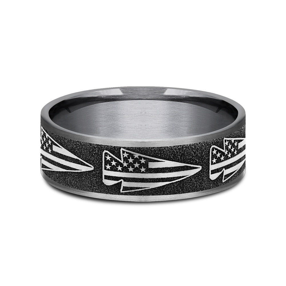 The American Men's Wedding Band in Grey Tantalum and Grey-Black Titanium - 7.5mm Width by Brook and Branch