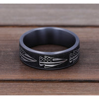 The American Men's Wedding Band in Grey Tantalum and Grey-Black Titanium - 7.5mm Width by Brook and Branch